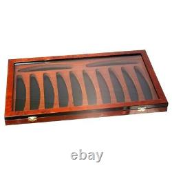 HIGH END Thiers Issard Deluxe Elm Burl 12 Straight Razor Display Box glass case