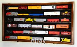 HO Scale Model Train Display Case Lockable Collection Shelf Cabinet Walnut LARGE