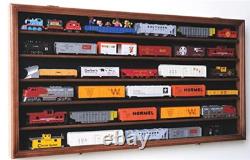 HO Scale Model Train Display Case Lockable Collection Shelf Cabinet Walnut LARGE