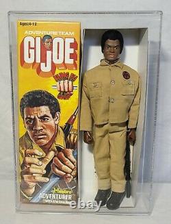 Hasbro G. I. Joe Black Adventurer with Kung-Fu Grip + Custom Box + Display Case