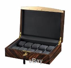 High Quality VOLTA Ebony Wood 10 Watch Display Case / Storage Box Black Interior
