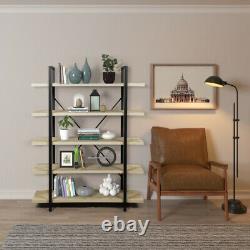 Home Office 5-Tier Bookshelf Bookcase Storage Shelf Organizer Display Rack Wood