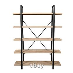 Home Office 5-Tier Bookshelf Bookcase Storage Shelf Organizer Display Rack Wood