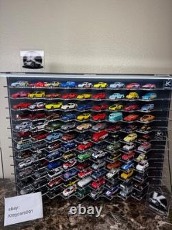 Hot Wheels 108 car acrylic display case 45 degree cool style & light strip#case Hot Wheels 108 car acrylic display case 45 degree cool style & light strip#case