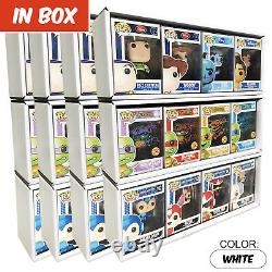 IN BOX 12 Single Row Display Cases for Funko Pops, White Cardboard Shelf
