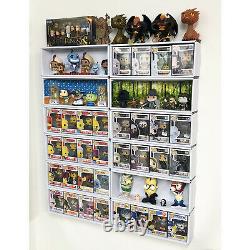 IN BOX 12 Single Row Display Cases for Funko Pops, White Cardboard Shelf