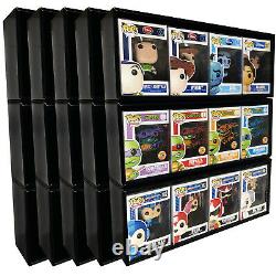 IN BOX 15 Single Row Display Cases for Funko Pops, Black Cardboard