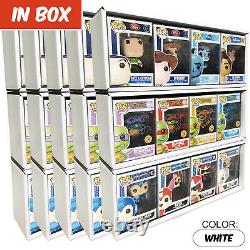 IN BOX 15 Single Row Display Cases for Funko Pops, White Cardboard Shelf