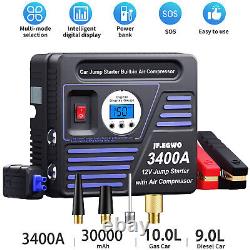 JF. EGWO 8-in-1 150 PSI Air Compressor 30000mAh Jump Starter Box Digital Display