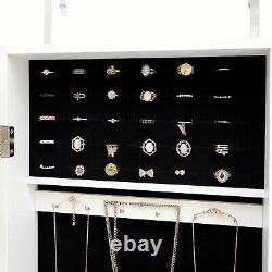 Jewelry Armoire Organizer Wall/Door Mounted Jewelry Cabinet Full Mirror US