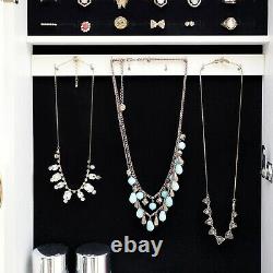 Jewelry Armoire Organizer Wall/Door Mounted Jewelry Cabinet Full Mirror US