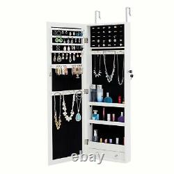 Jewelry Armoire Organizer Wall/Door Mounted Jewelry Cabinet Full Mirror US