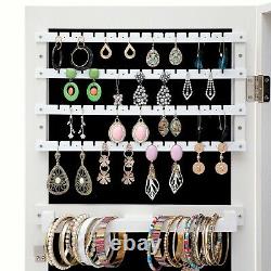 Jewelry Armoire Organizer Wall/Door Mounted Jewelry Cabinet Full Mirror US