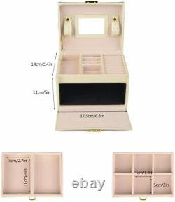 Jewelry Box Organizer Three-layer Leather Earring Rings Storage Display Case