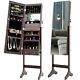 Jewelry Cabinet Stand Armoire Box Lockable Organizer Full Length Mirror withLED US