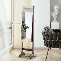 Jewelry Cabinet Stand Armoire Box Lockable Organizer Full Length Mirror withLED US