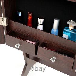 Jewelry Cabinet Stand Armoire Box Lockable Organizer Full Length Mirror withLED US