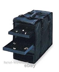 Jewelry Display Case Carrying 12 Trays 12 Black Velvet Pads Inserts Organizer