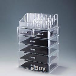 Jewelry Makeup Acrylic Cosmetic Organizer Case Display Holder Drawer Box Storage