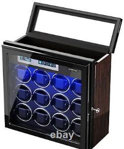 Jins & Vico Automatic 12 Watch Winder Signature Wooden Box Display Case LUKDOF