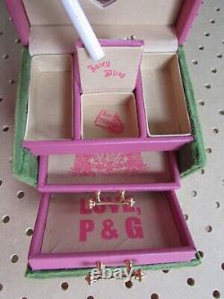 Juicy Couture Mini Train Case Jewelry Cosmetics Makeup Green Pink Store Display