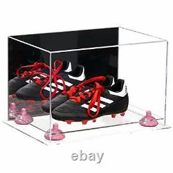 Kids Shoes Display Case-Box w / Mirror Case, Pink Risers & Clear Base (A004)