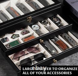 Knife Display Case 15 Wood Black Pocket Knives Holder EDC Storage Organizer Box