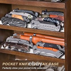 Knife Display Case 31+ Wood Walnut EDC Pocket Knives Watch Organizer Storage Box