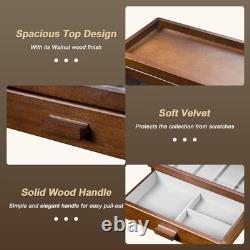 Knife Display Case 31+ Wood Walnut EDC Pocket Knives Watch Organizer Storage Box