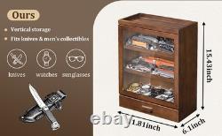 Knife Display Case 31+ Wood Walnut EDC Pocket Knives Watch Organizer Storage Box