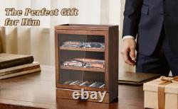 Knife Display Case 31+ Wood Walnut EDC Pocket Knives Watch Organizer Storage Box