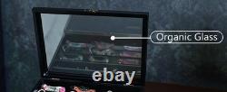 Knife Display Case 43+ Wood Black EDC Pocket Knives Watch Organizer Storage Box