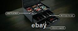 Knife Display Case 43+ Wood Black EDC Pocket Knives Watch Organizer Storage Box
