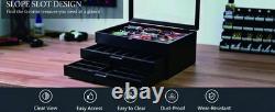 Knife Display Case 43+ Wood Black EDC Pocket Knives Watch Organizer Storage Box