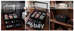 Knife Display Case 43+ Wood Black EDC Pocket Knives Watch Organizer Storage Box
