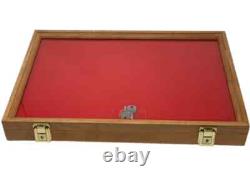 Knife Display Case Arrowheads 24 x 18 Cherry & Black Solid Wood USA Shadow Box