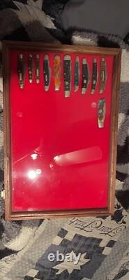 Knife Display Case Arrowheads 24 x 18 Cherry & Black Solid Wood USA Shadow Box