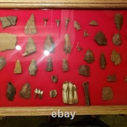 Knife Display Case Arrowheads 24 x 18 x 3 Cedar Green Solid Wood USA Shadow Box