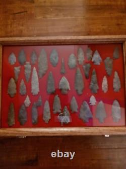 Knife Display Case Arrowheads 24 x 18 x 3 Cedar Green Solid Wood USA Shadow Box