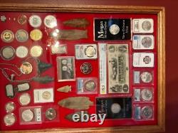 Knife Display Case Arrowheads 24 x 18 x 3 Cedar Green Solid Wood USA Shadow Box