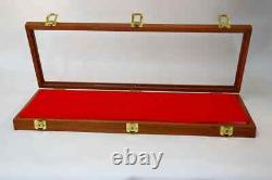 Knife Display Case Dagger Medal Coins 25 x 9 Cherry & Red Wood USA Shadow Box