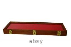 Knife Display Case Dagger Medal Coins 25 x 9 Cherry & Red Wood USA Shadow Box