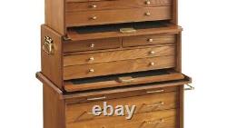 Knife Display Case Oak 4 Drawer Pistol Gun Wood Cabinet Coins Chest Holder Box