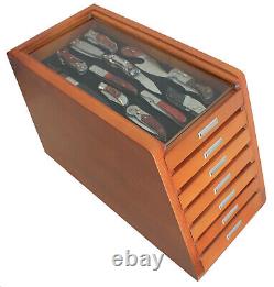 Knife Display Case Storage Cabinet with Shadow Box Top, Tool Box, K001C-WALN