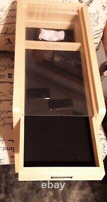 Knife Display Case Storage Cabinet with Shadow Box Top, Tool Box, KC01-NAT