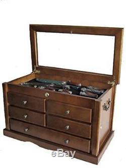Knife Display Case Storage Cabinet with Shadow Box Top, Tool Box, KC07-WAL