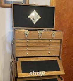 Knife Display Case Walnut 4 Drawer Pistol Gun Wood Cabinet Coin Watch Holder Box