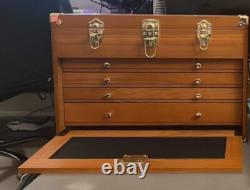 Knife Display Case Walnut 4 Drawer Pistol Gun Wood Cabinet Coin Watch Holder Box