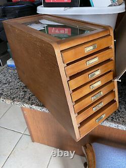 Knife Display Collector's Cabinet Wood Clear Case 7 Drawer Box Coins Medals Pins