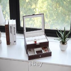 Ktaxon High-End Watch Display Cases 12 Slot Luxury Premium Storage Box Brown